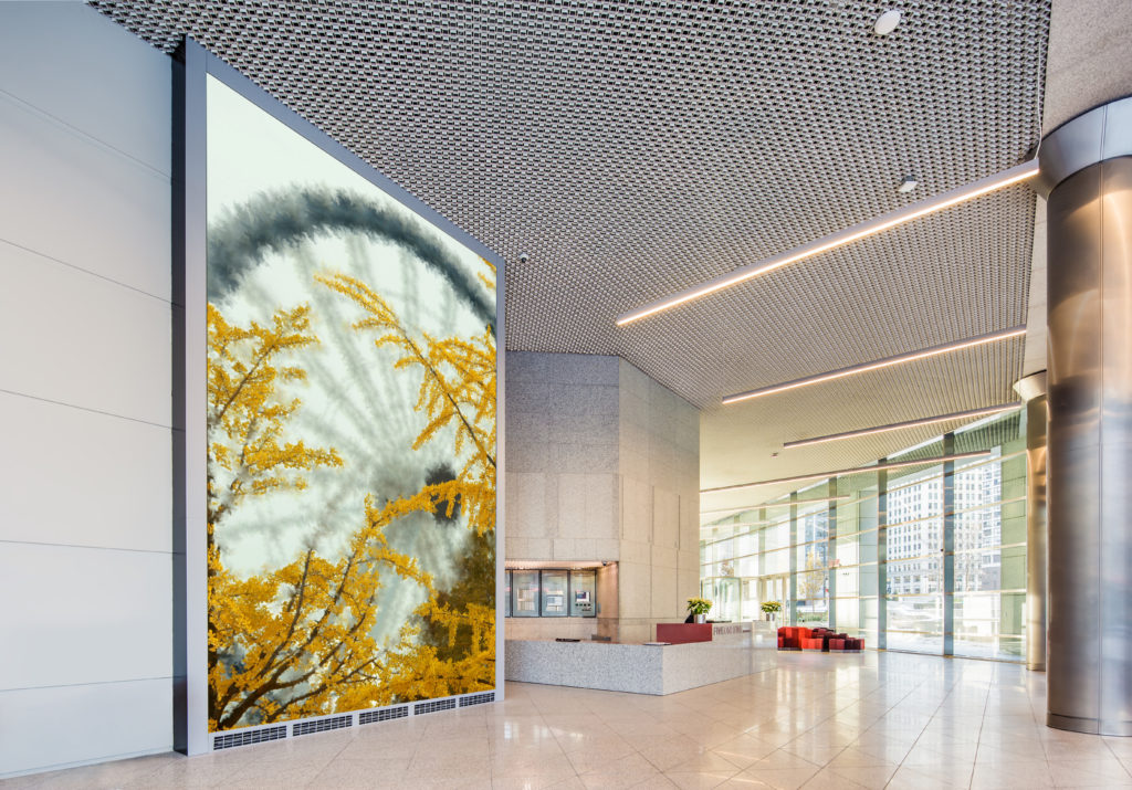 The digital installation serves as a placemaking opportunity for the client.